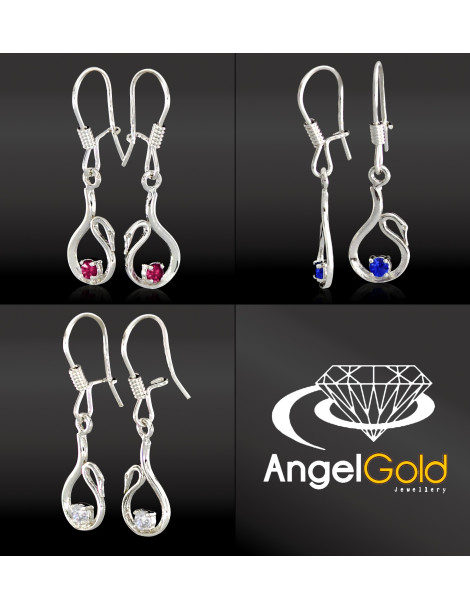 SREBRNE KOLCZYKI ŁABĘDZIE NA BIGLU PR. 925 RÓŻNE KOLORY