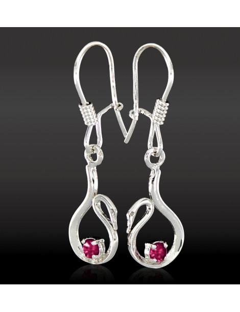 SREBRNE KOLCZYKI ŁABĘDZIE NA BIGLU PR. 925 RÓŻNE KOLORY