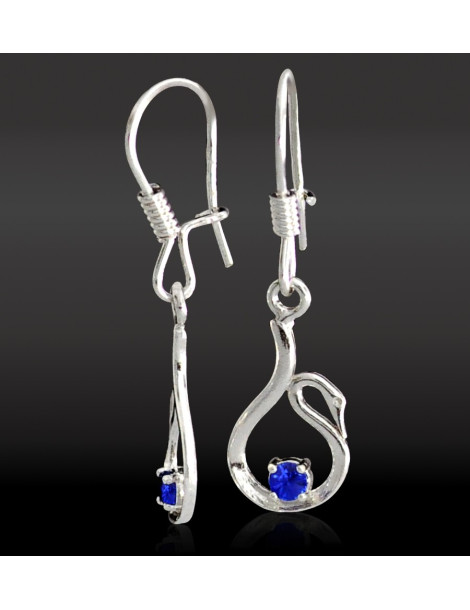 SREBRNE KOLCZYKI ŁABĘDZIE NA BIGLU PR. 925 RÓŻNE KOLORY