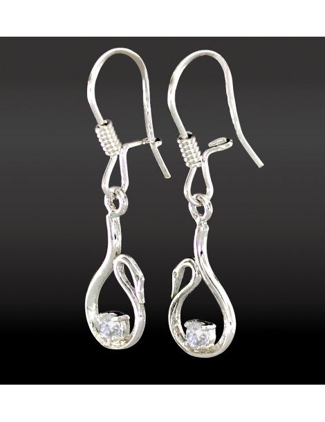 SREBRNE KOLCZYKI ŁABĘDZIE NA BIGLU PR. 925 RÓŻNE KOLORY