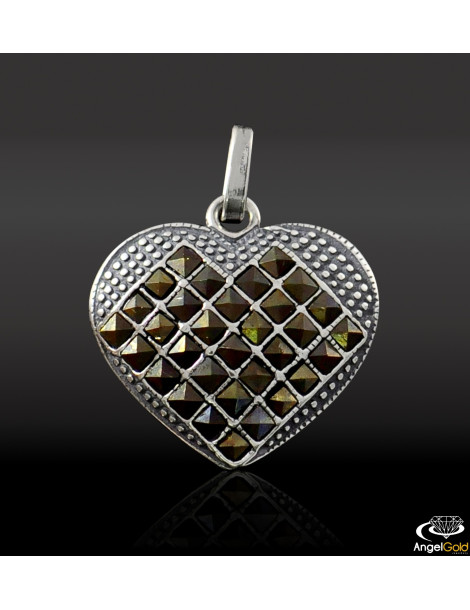 SREBRNY WISIOREK SERDUSZKO Z MARKAZYTAMI PR. 925