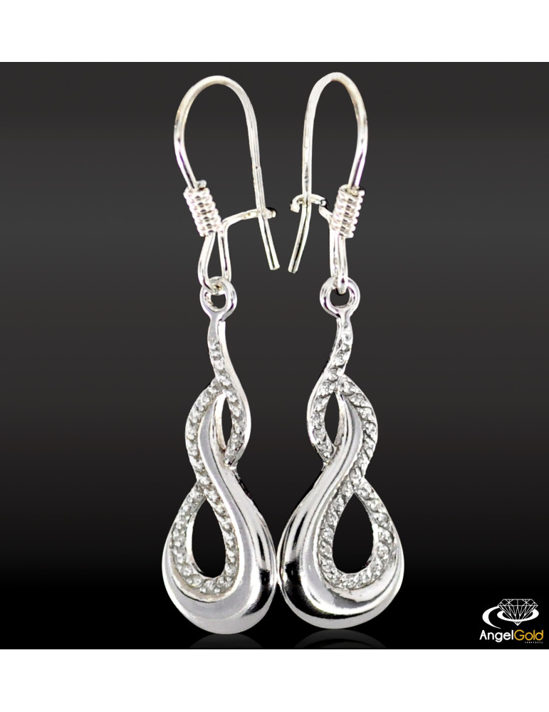 SREBRNE RODOWANE KOLCZYKI Z CYRKONIAMI NA BIGLU PR. 925