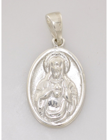 SREBRNY DWUSTRONNY MEDALIK SZKAPLERZ Z MATKĄ BOSKĄ I JEZUSEM PR. 925