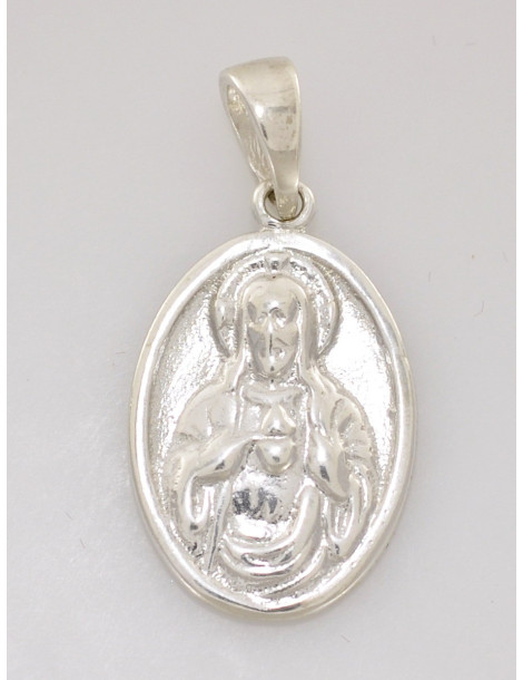 SREBRNY DWUSTRONNY MEDALIK SZKAPLERZ Z MATKĄ BOSKĄ I JEZUSEM PR. 925