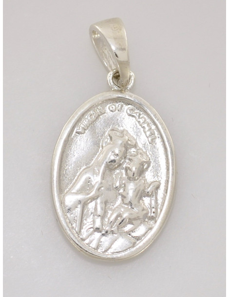 SREBRNY DWUSTRONNY MEDALIK SZKAPLERZ Z MATKĄ BOSKĄ I JEZUSEM PR. 925