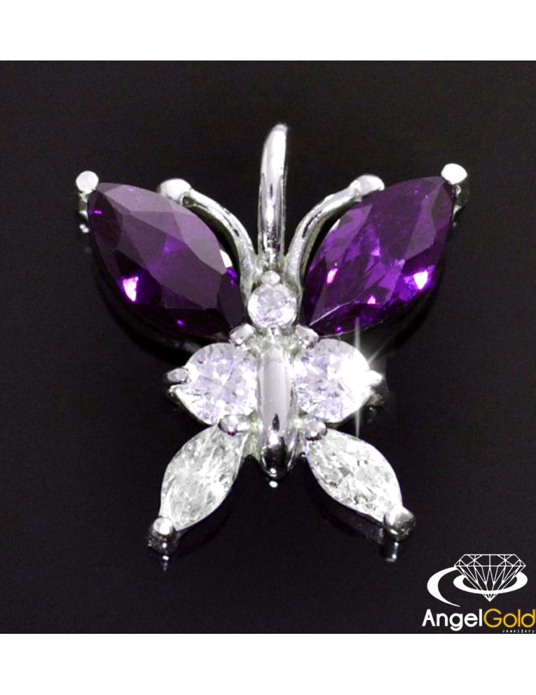 SREBRNY WISIOREK MOTYLEK Z CYRKONIAMI PR. 925