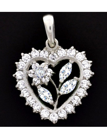 SREBRNY WISIOREK SERDUSZKO Z KWIATKIEM PR. 925