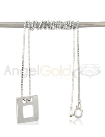 SREBRNY NASZYJNIK GWIAZD KWADRAT Z DZIURKĄ CELEBRYTKA PR. 925 + GRAWER