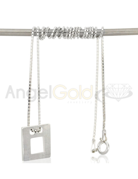 SREBRNY NASZYJNIK GWIAZD KWADRAT Z DZIURKĄ CELEBRYTKA PR. 925 + GRAWER