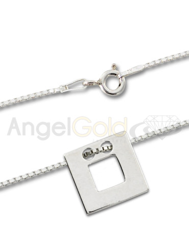 SREBRNY NASZYJNIK GWIAZD KWADRAT Z DZIURKĄ CELEBRYTKA PR. 925 + GRAWER